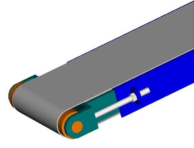 Diagram of a conveyor belt take-up mechanism