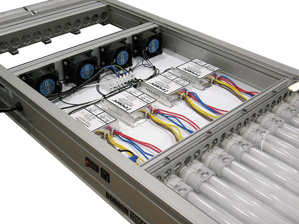 Integrated conveyor with controls and powered rollers