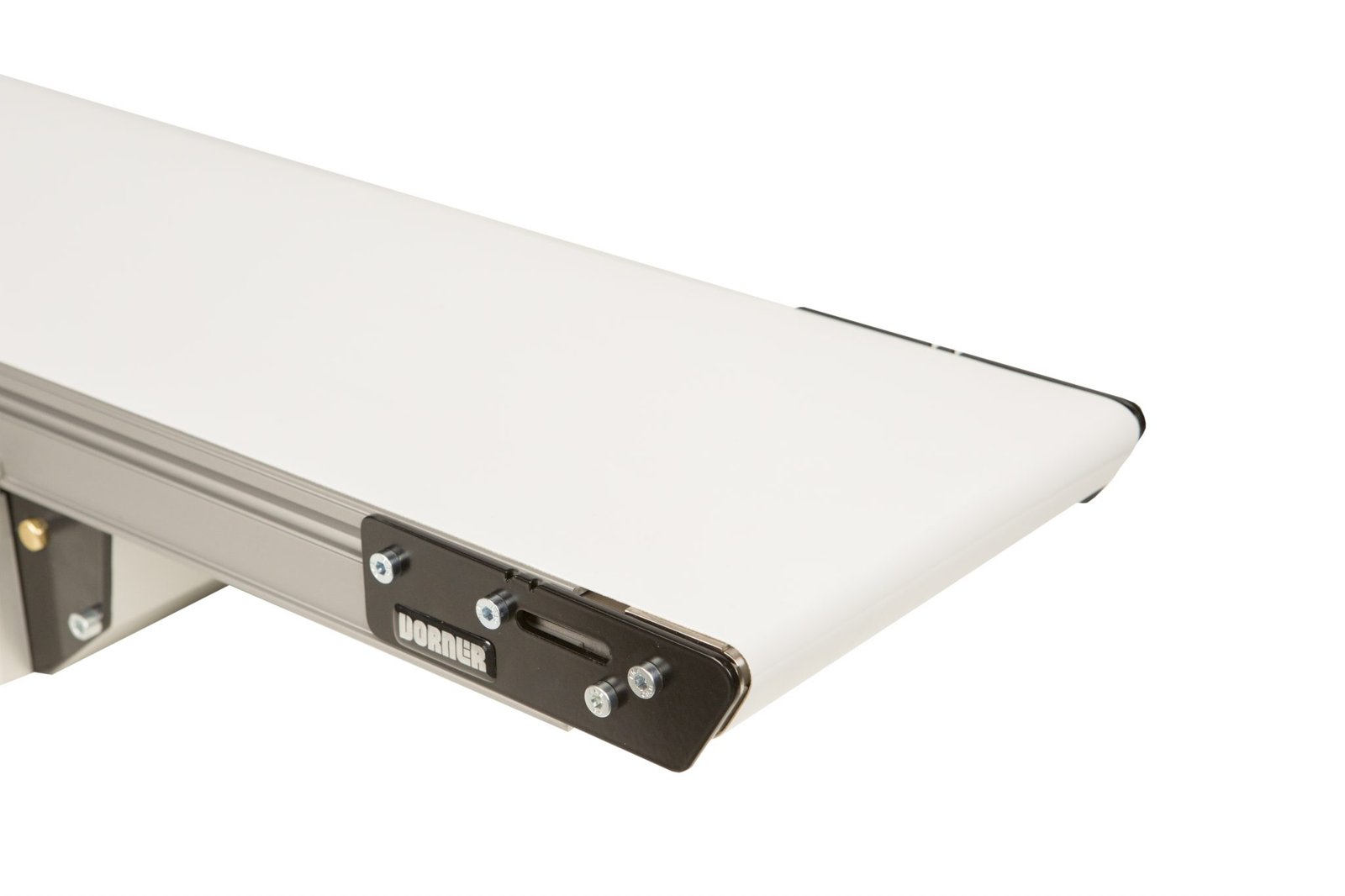 Close view of a 2200 Series belted conveyor tail