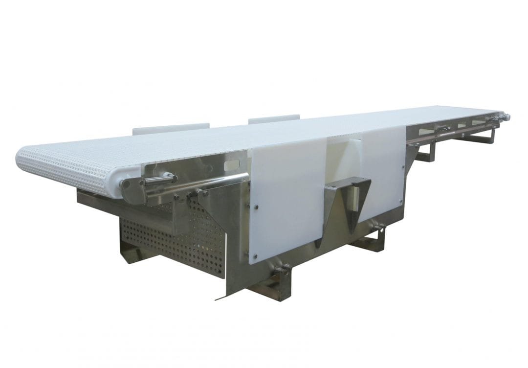Conveyor integrated with an inline metal detector