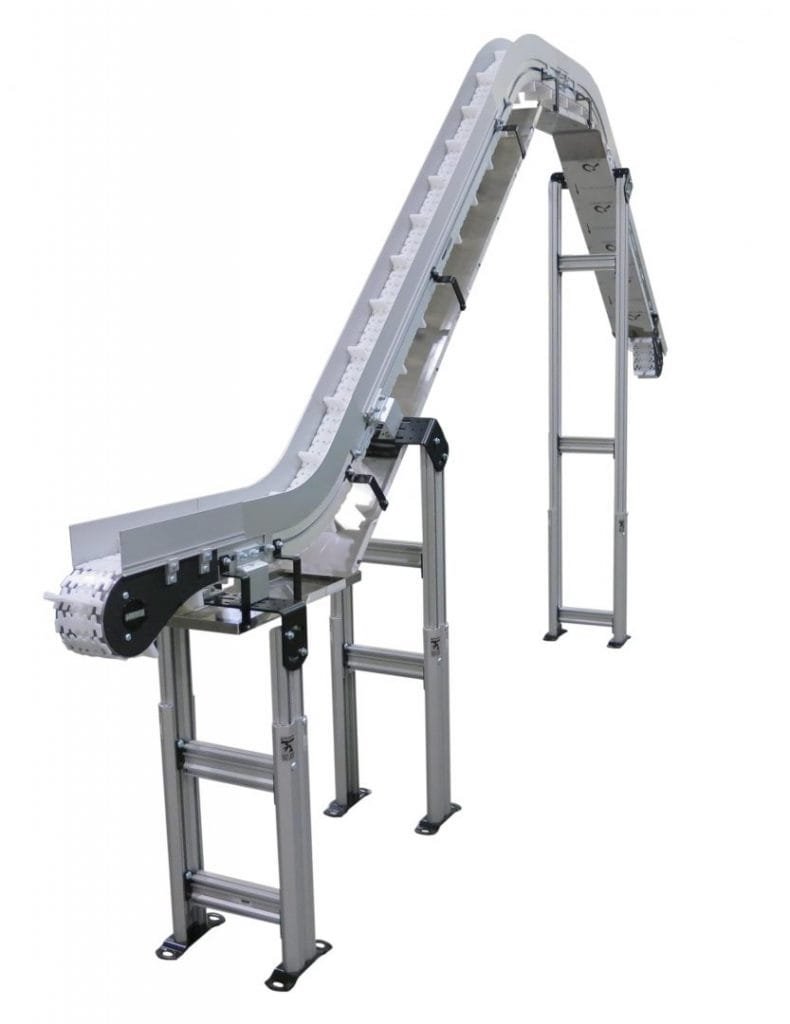 Arched conveyor configuration for elevation