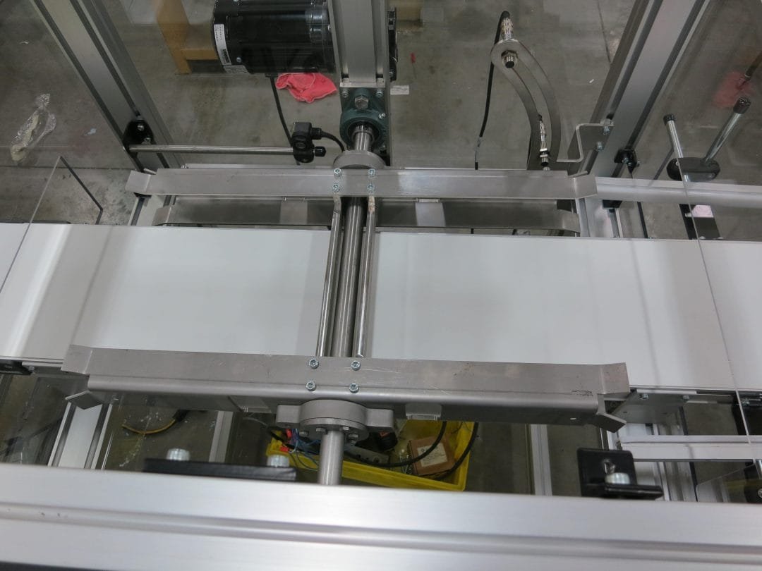 Overhead view of a conveyor rotation mechanism
