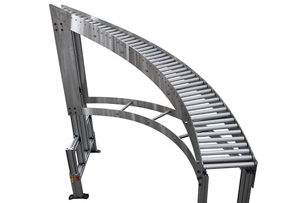 Custom curved gravity roller conveyor