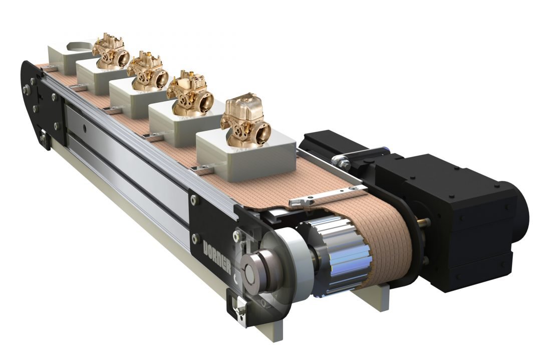 Precision indexing conveyor integrated into a production line