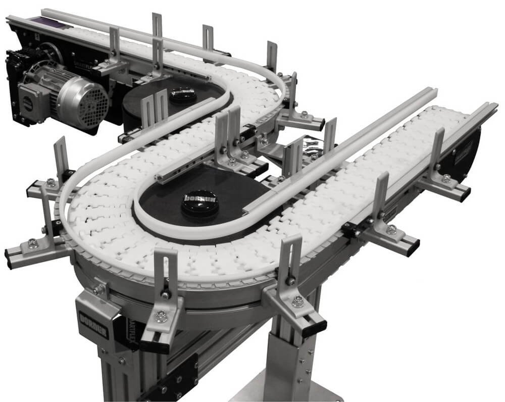 FlexMove conveyor with incline and decline curves