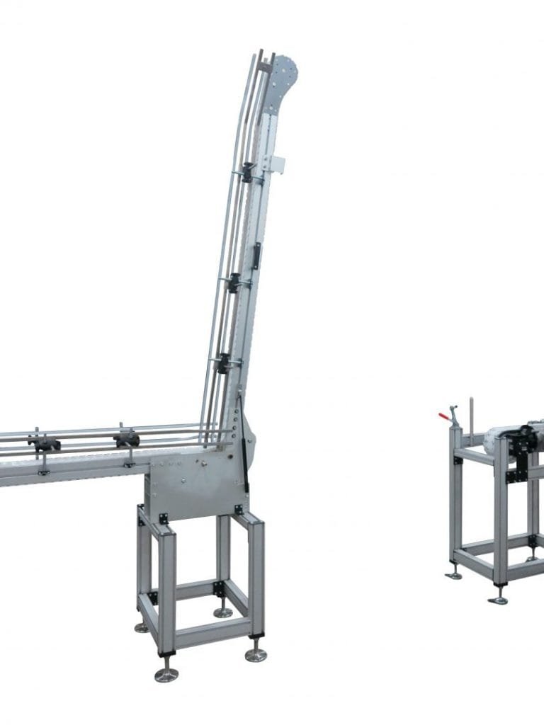 Engineered flexible chain lift gate in the raised position