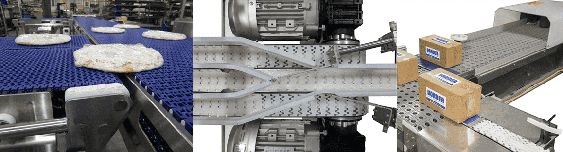 Diagram showing multiple conveyor lanes merging into one