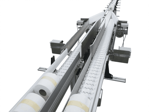 Pneumatic product squeezer on a merge line