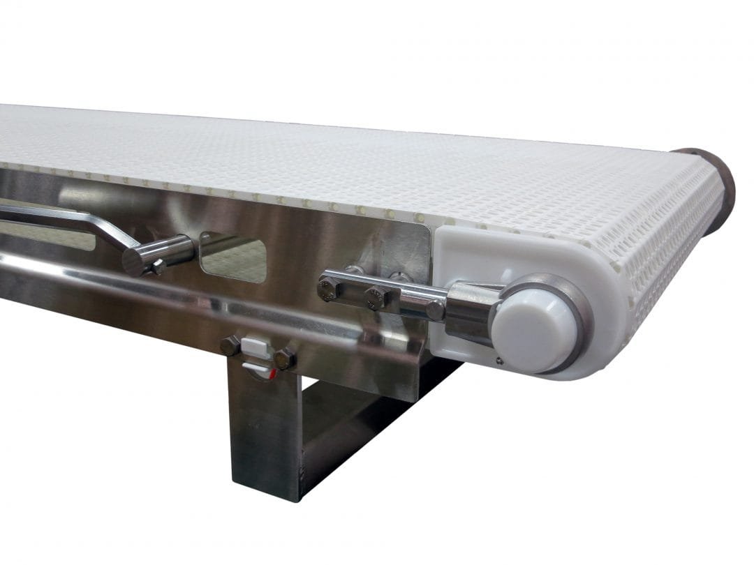 Metal detector integrated into a sanitary stainless conveyor line