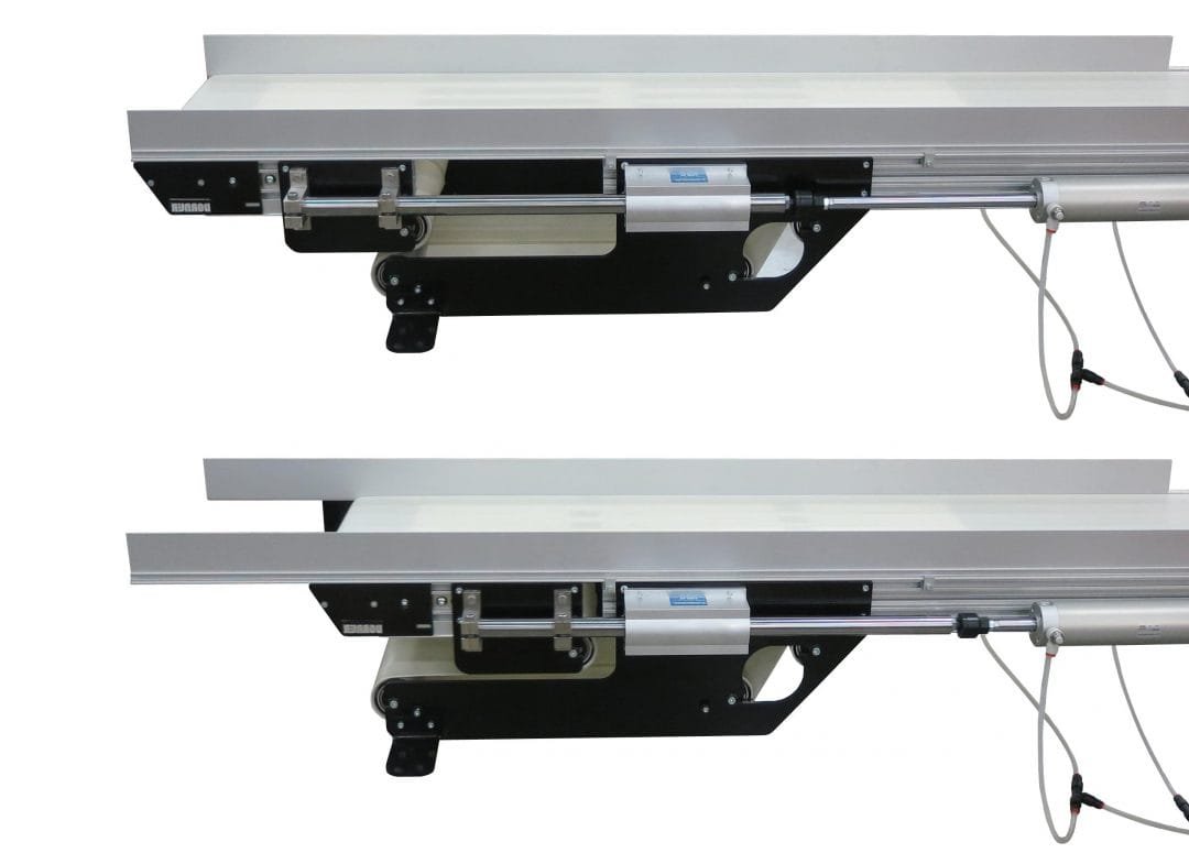 Retractable tail assembly on a conveyor frame