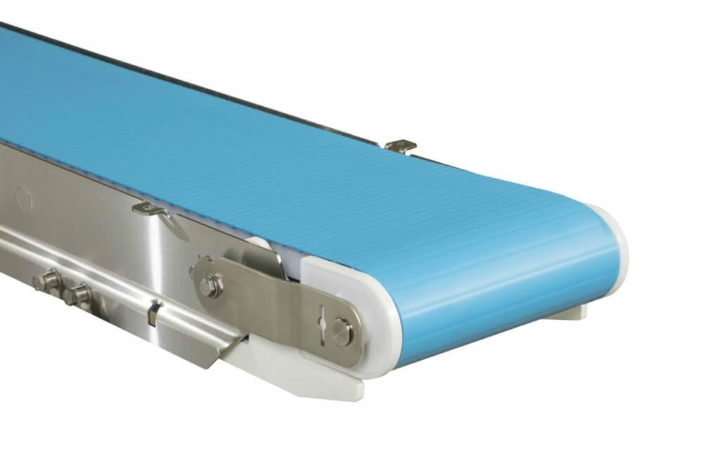 AquaPruf conveyor system with blue belting